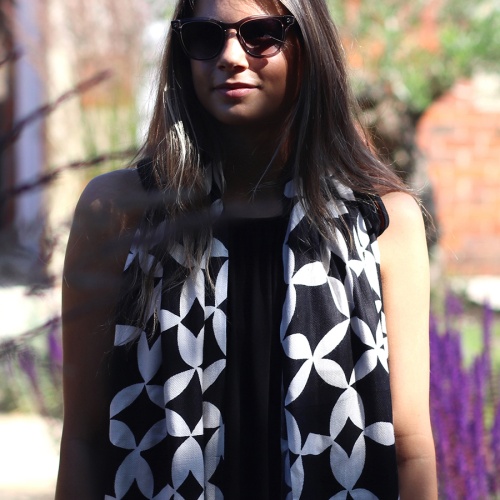 Bamboo Black & White Geo Print Scarf by Peace of Mind